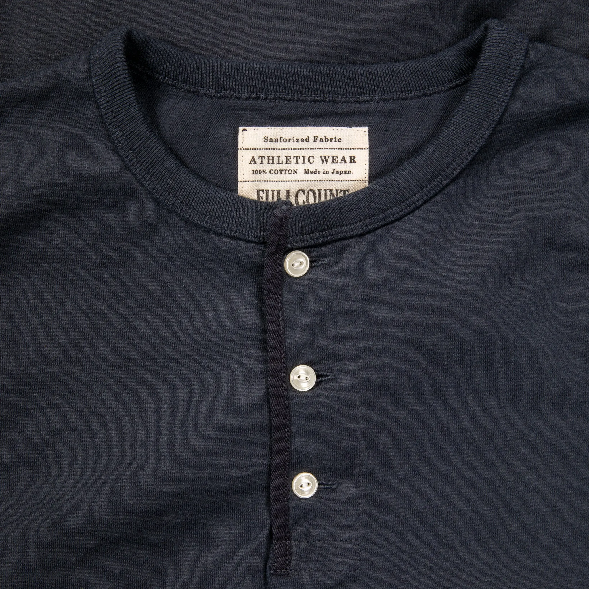Fullcount Flat Seam Heavyweight Longsleeve Henley Ink. Black