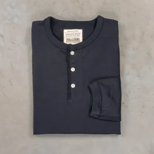 Fullcount Flat Seam Heavyweight Longsleeve Henley Ink. Black