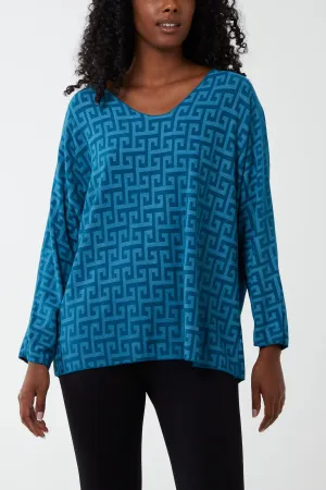 Geometric Pattern Long Sleeve Top
