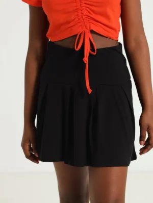 Girls Knit Pleat Skirt - Black
