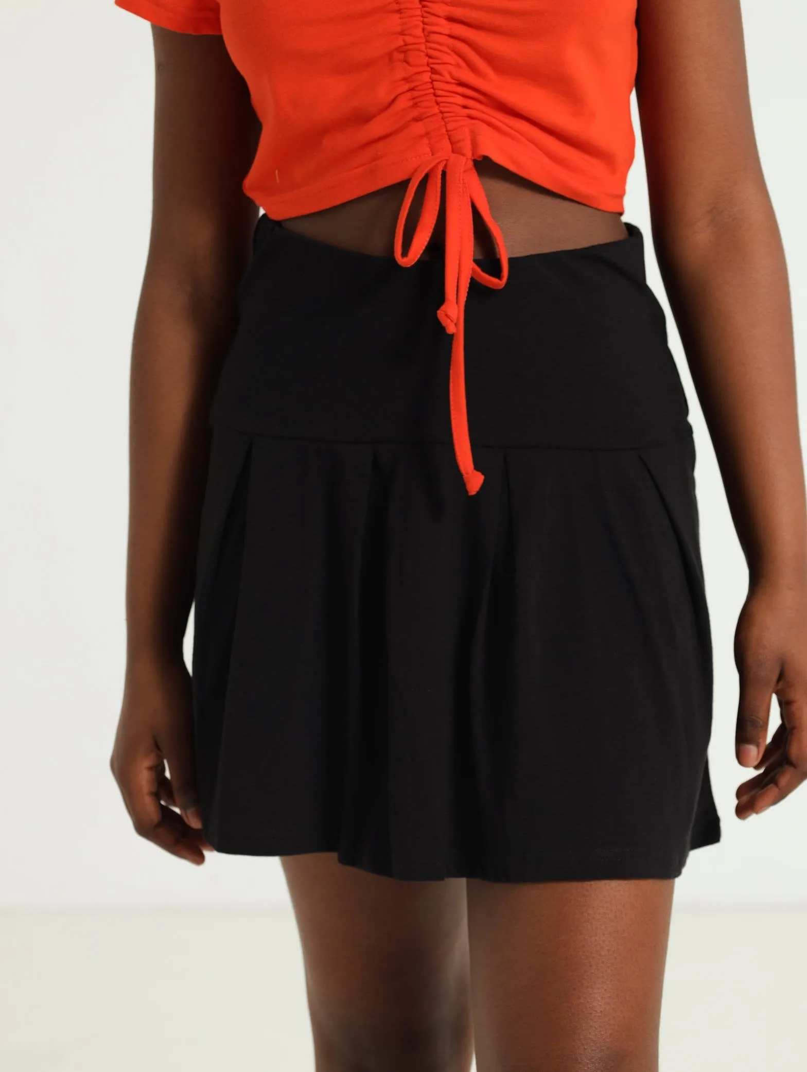 Girls Knit Pleat Skirt - Black