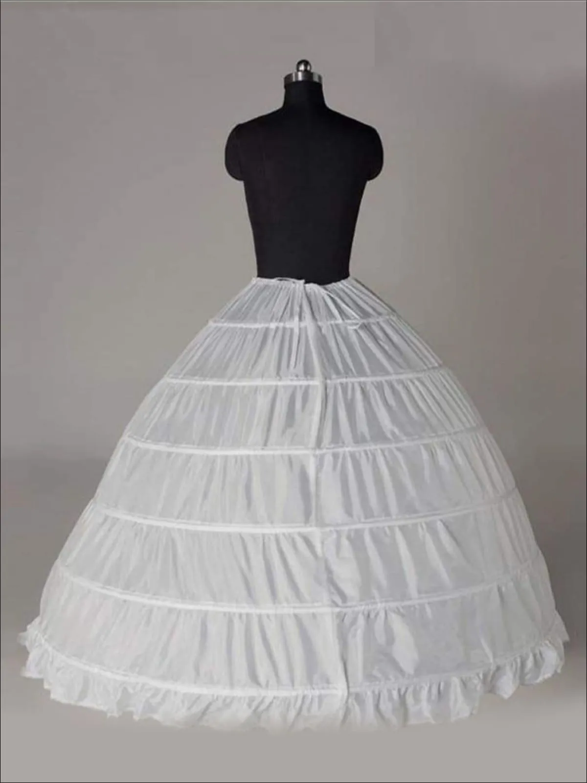 Girls Voluminous 6 Hoop Floor Length Petticoat Underskirt (Black and White)