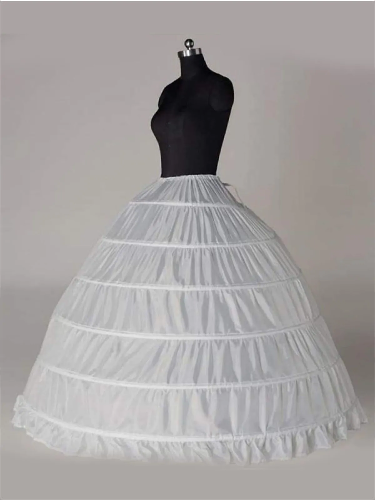 Girls Voluminous 6 Hoop Floor Length Petticoat Underskirt (Black and White)