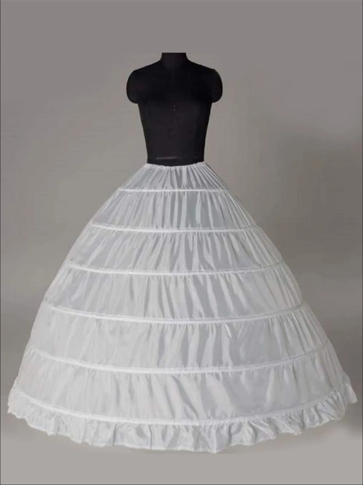 Girls Voluminous 6 Hoop Floor Length Petticoat Underskirt (Black and White)