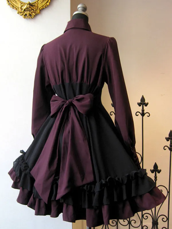 Gothic Lolita OP Dress Black Red Ruffles Lolita One Piece Dresses
