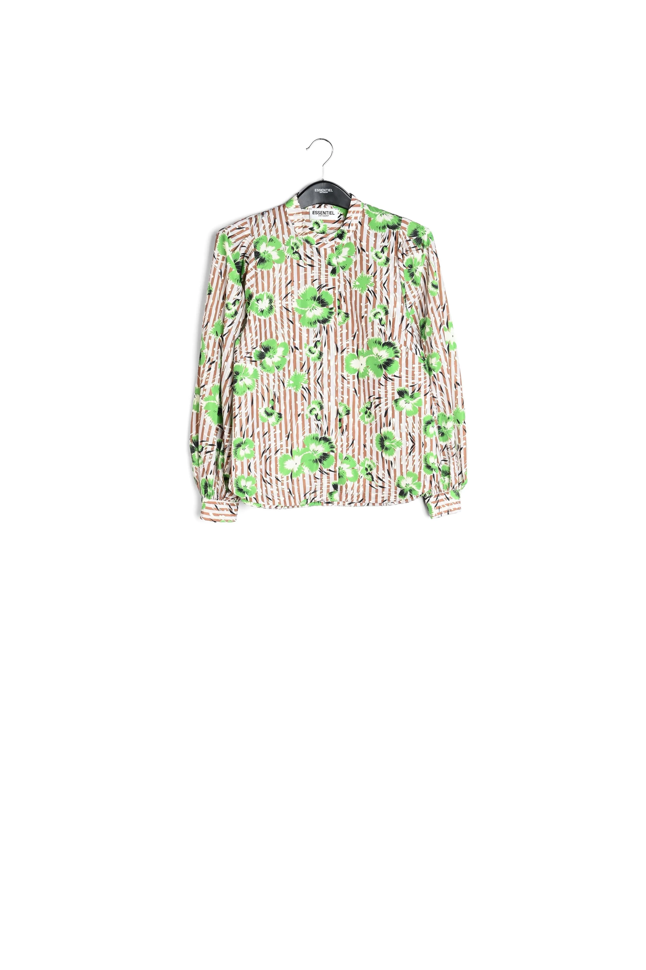 Green puffed-sleeve top