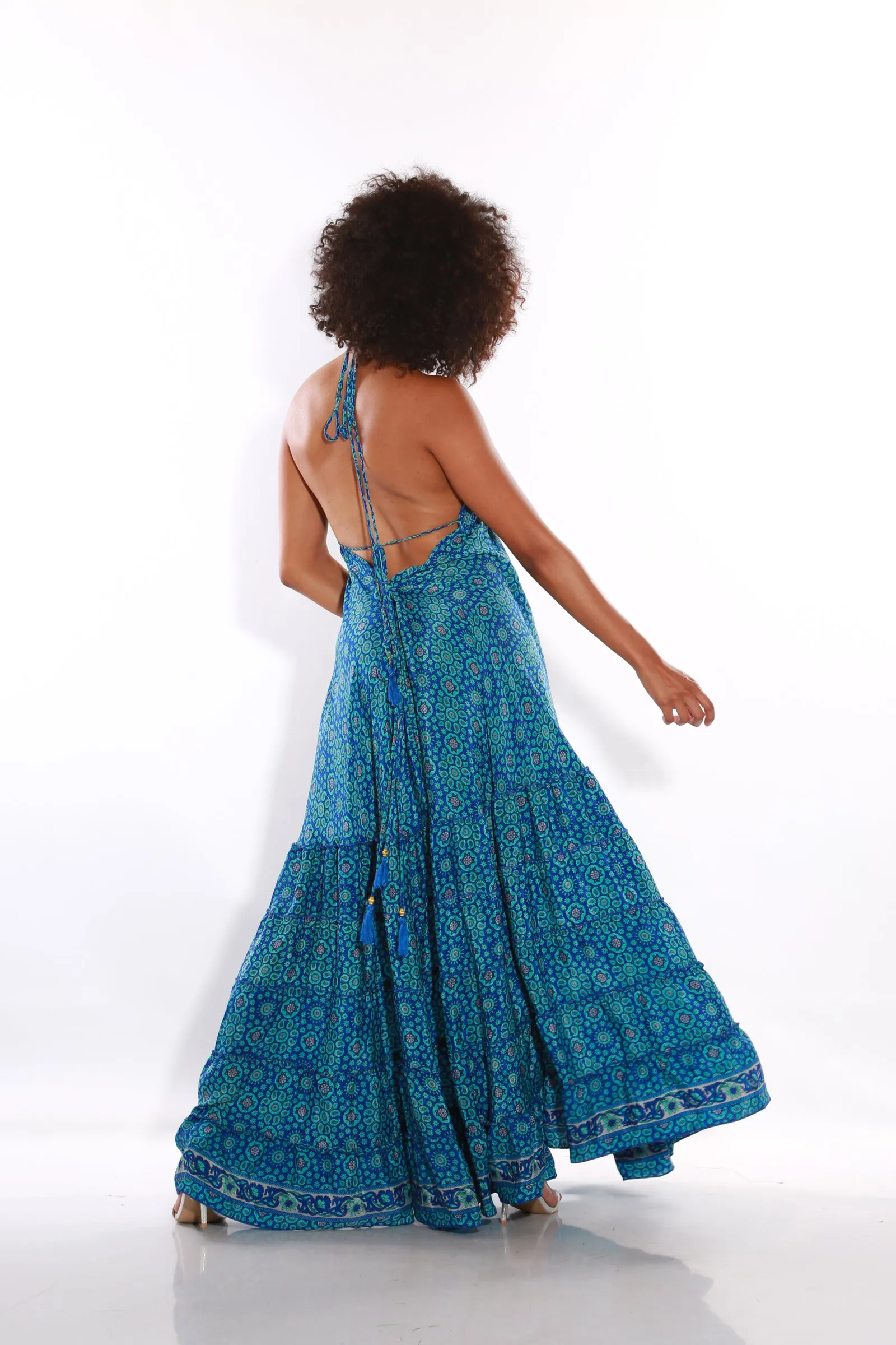 Happy Spaghetti maxi dress- Azure