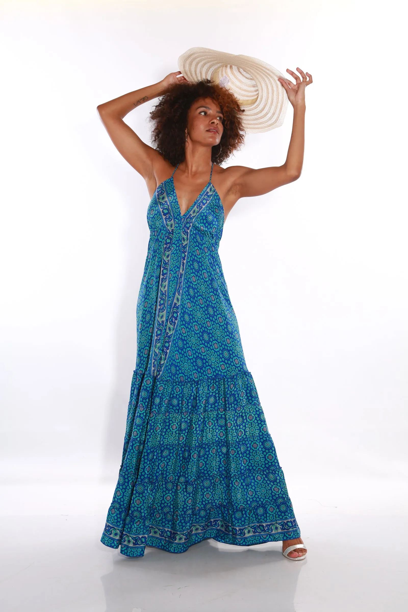 Happy Spaghetti maxi dress- Azure