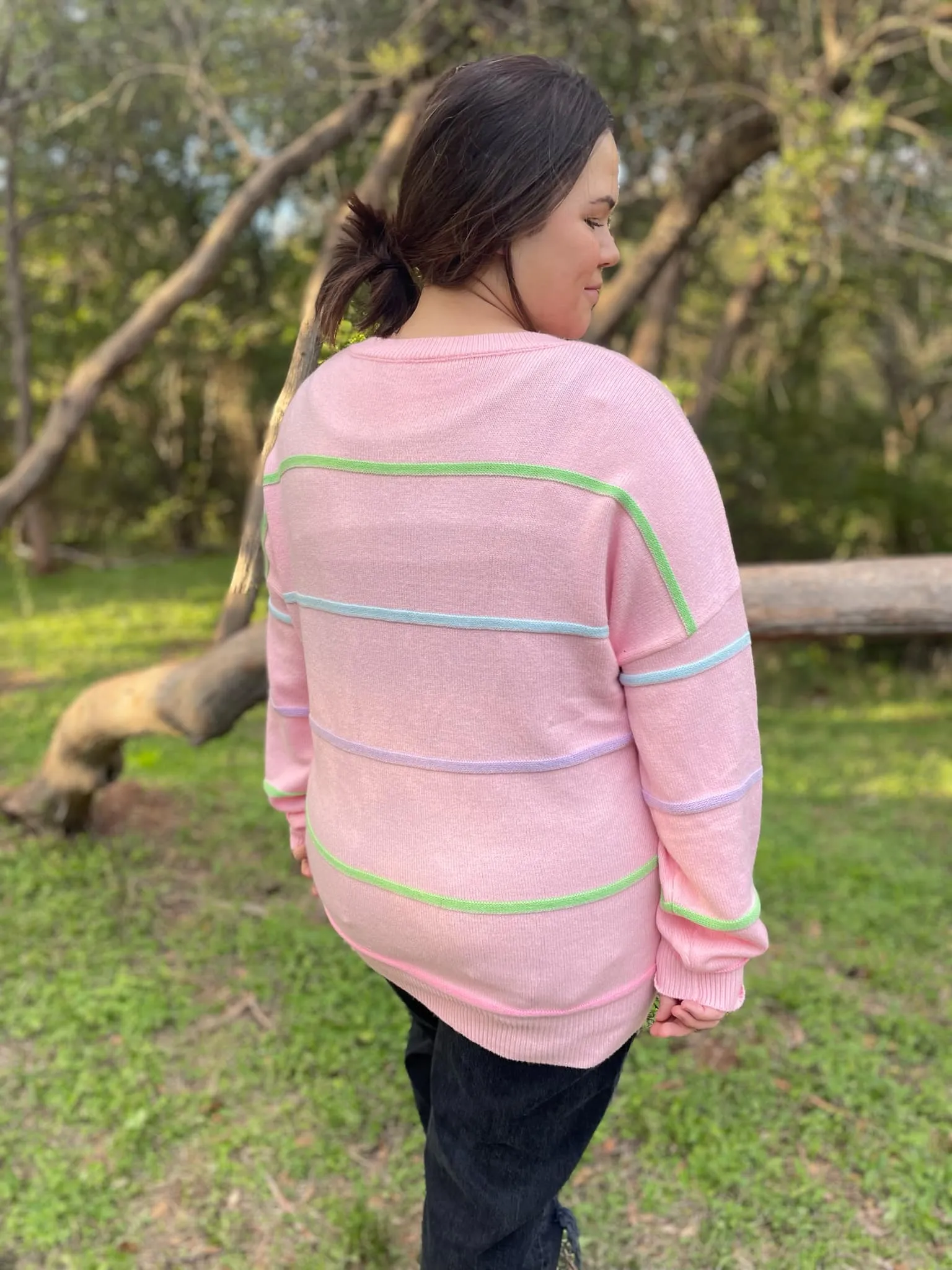 Hazel Blues® |  PREORDER: Just Too Good Rainbow Striped Sweater in Two Colors