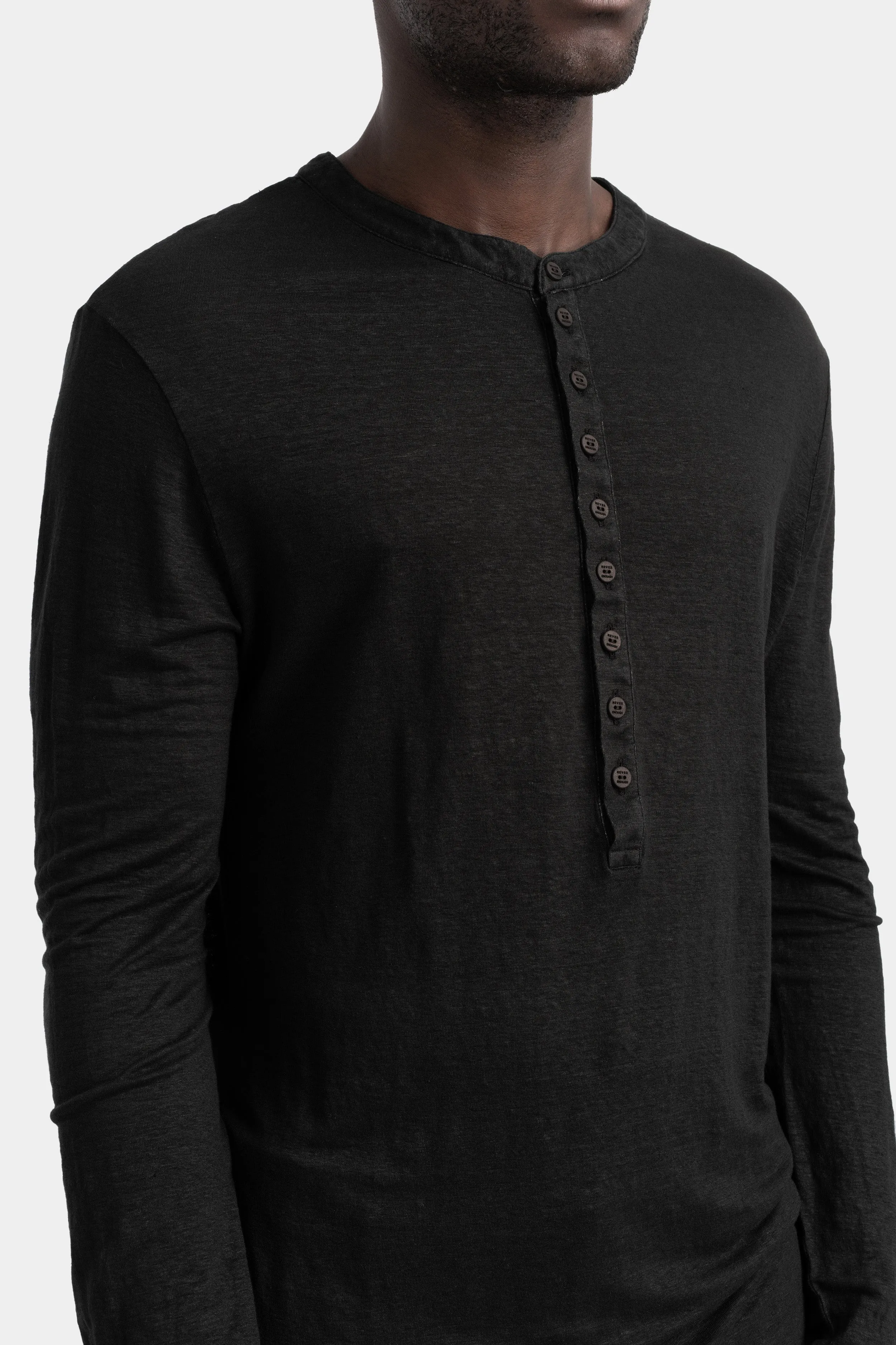 Henley long sleeve linen t-shirt