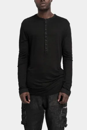 Henley long sleeve linen t-shirt