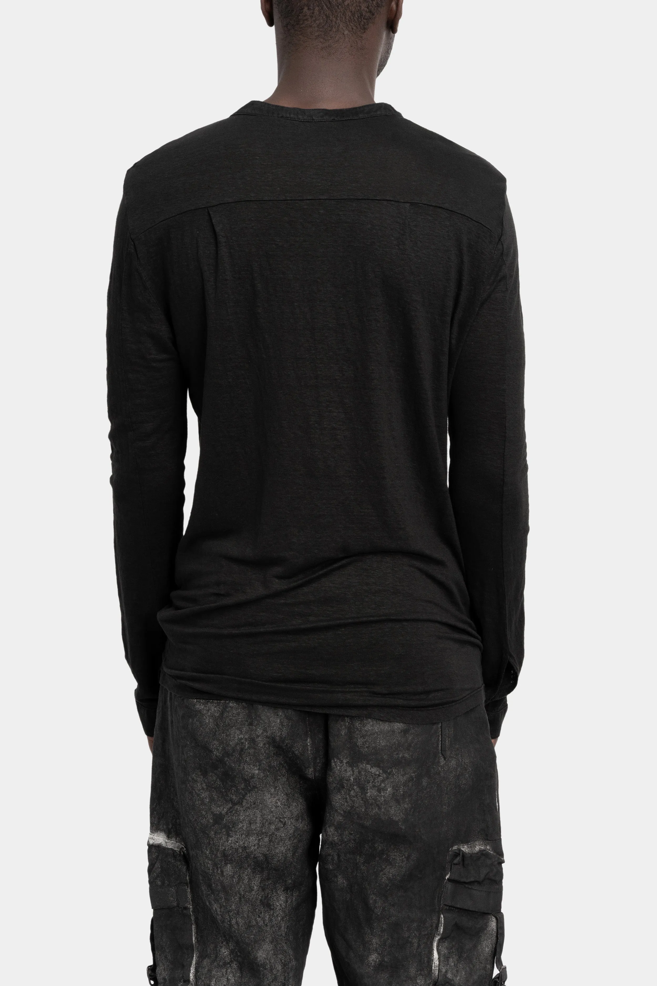 Henley long sleeve linen t-shirt