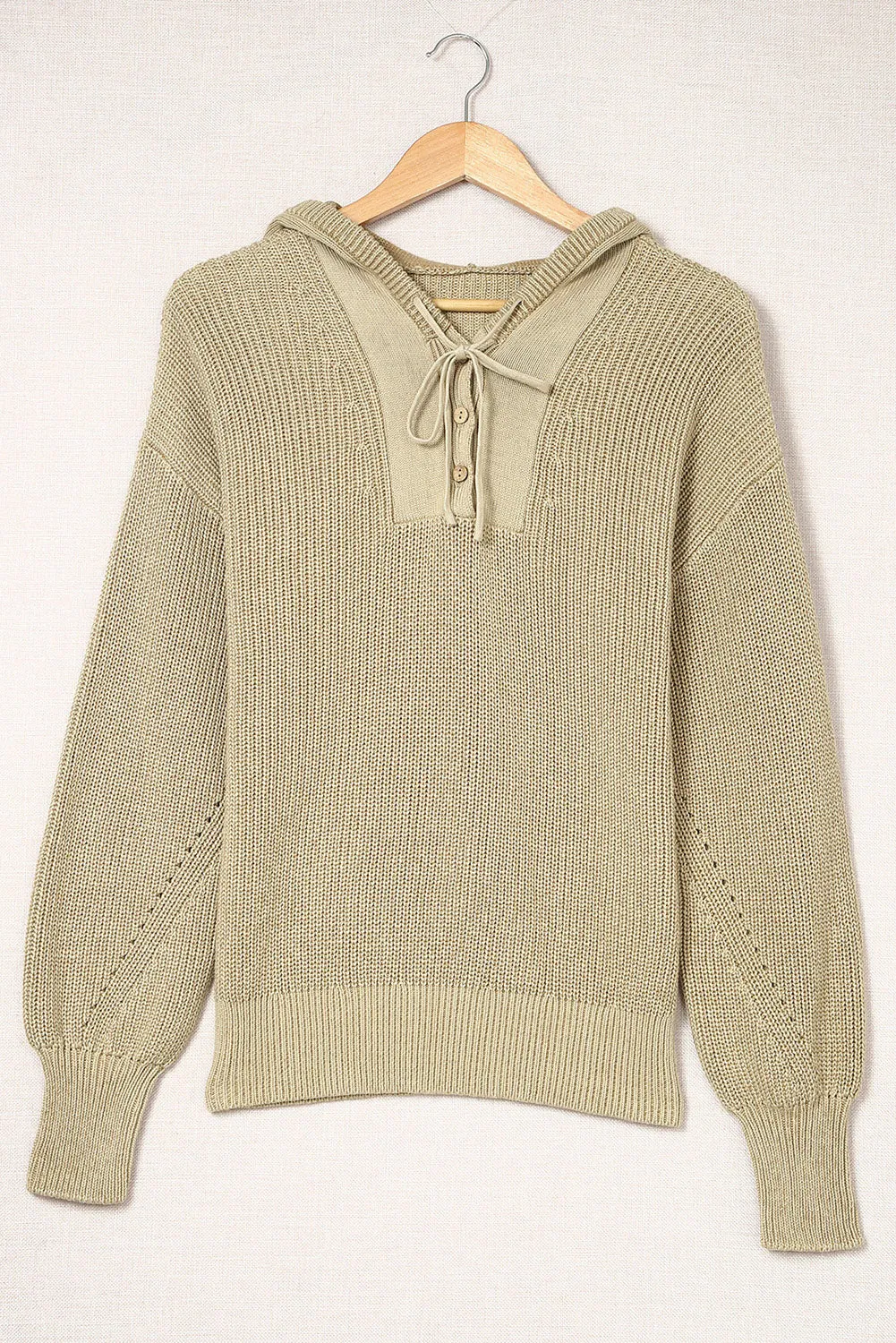 Henley V Neck Hooded Sweater