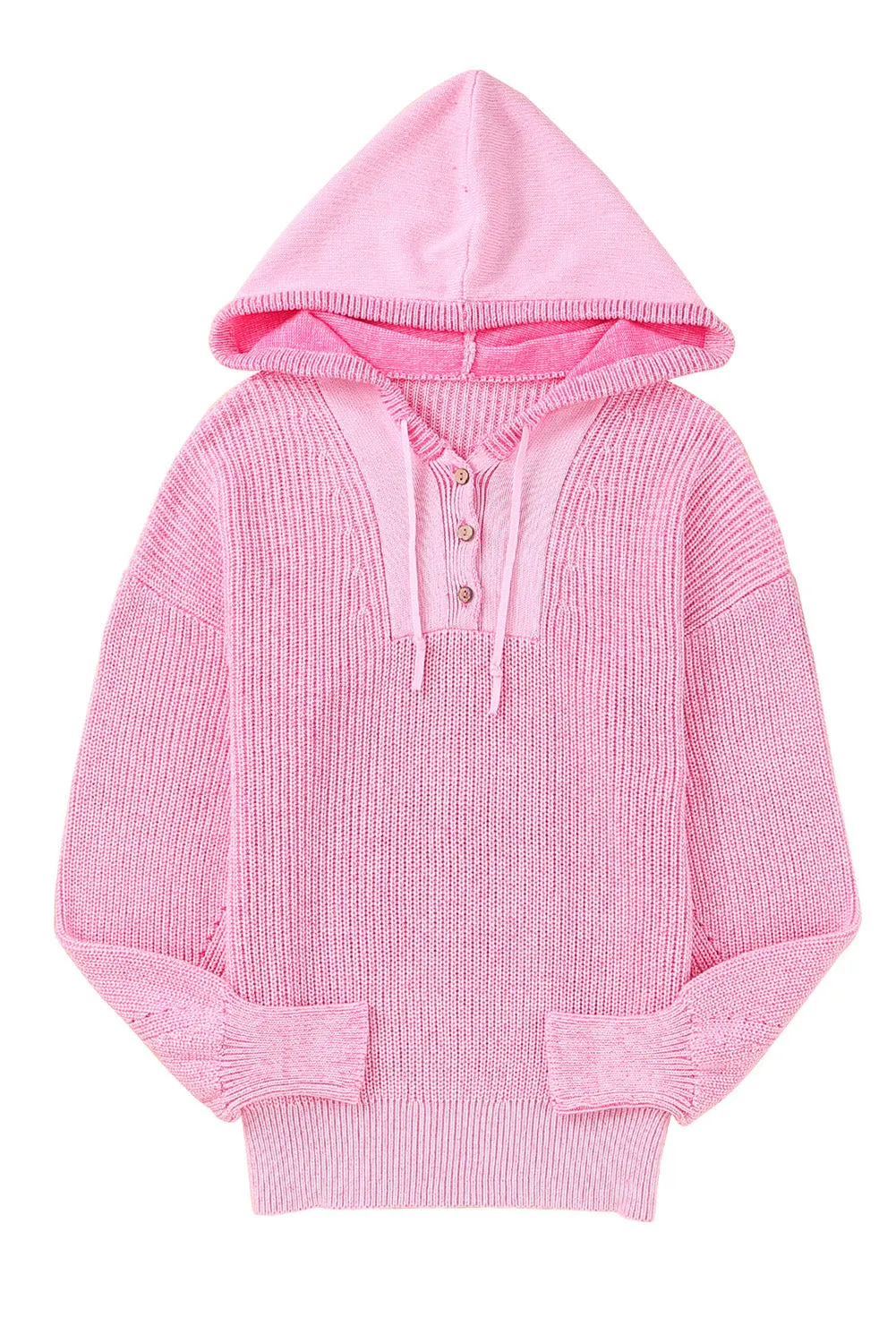 Henley V Neck Hooded Sweater