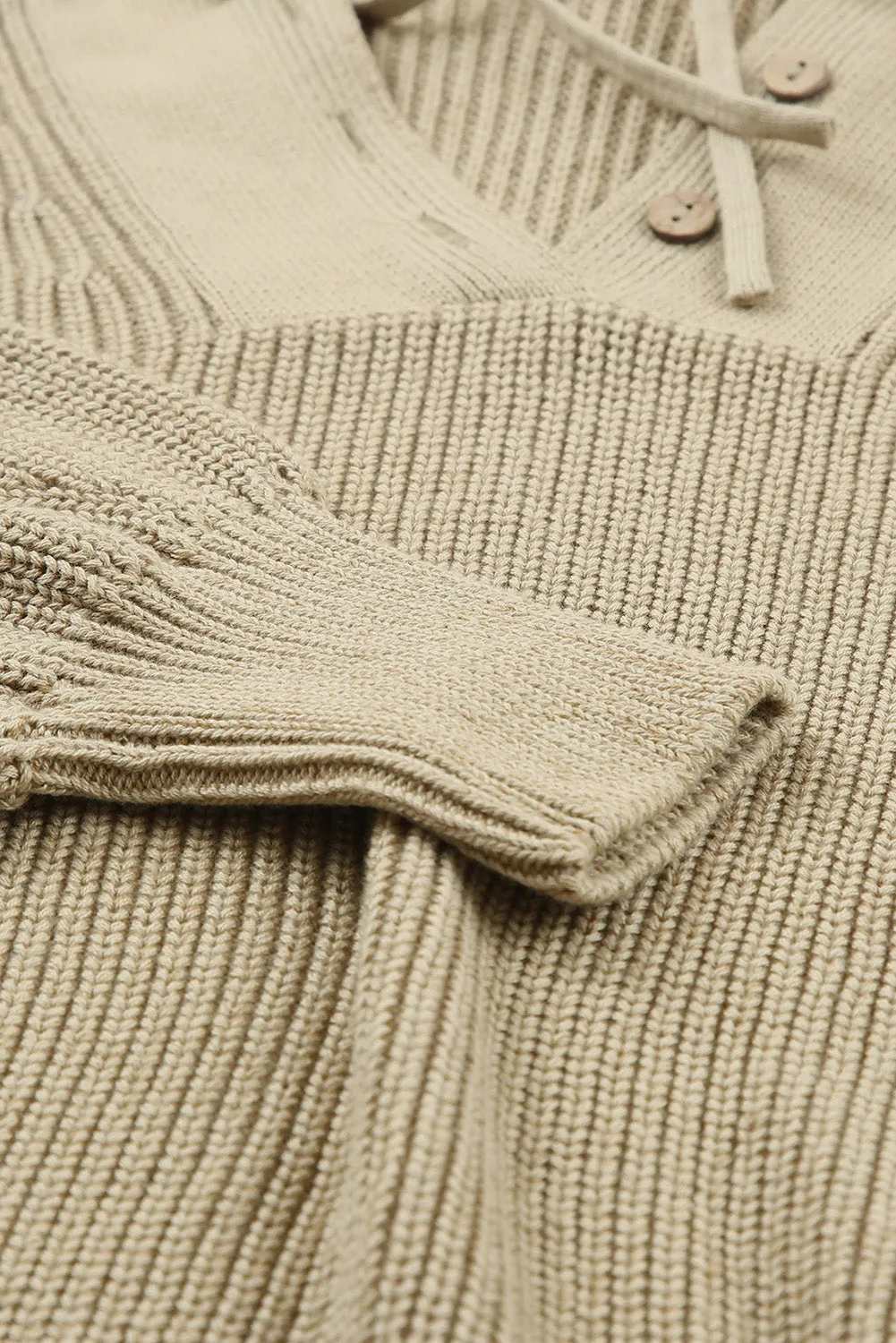 Henley V Neck Hooded Sweater