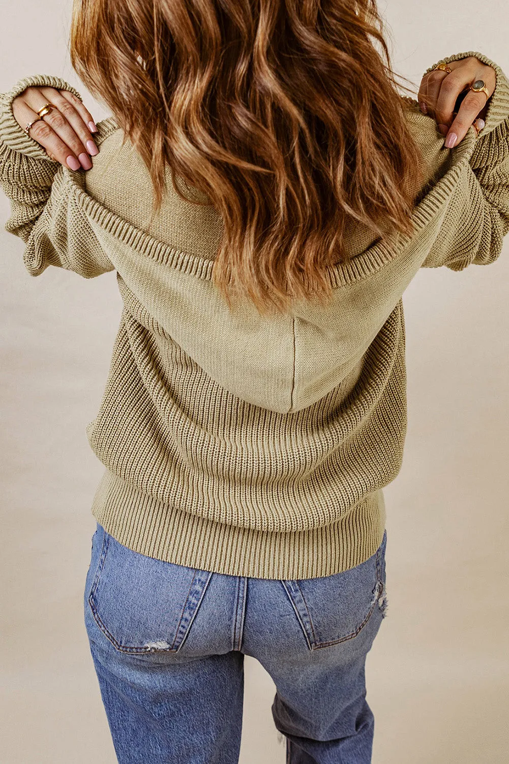 Henley V Neck Hooded Sweater