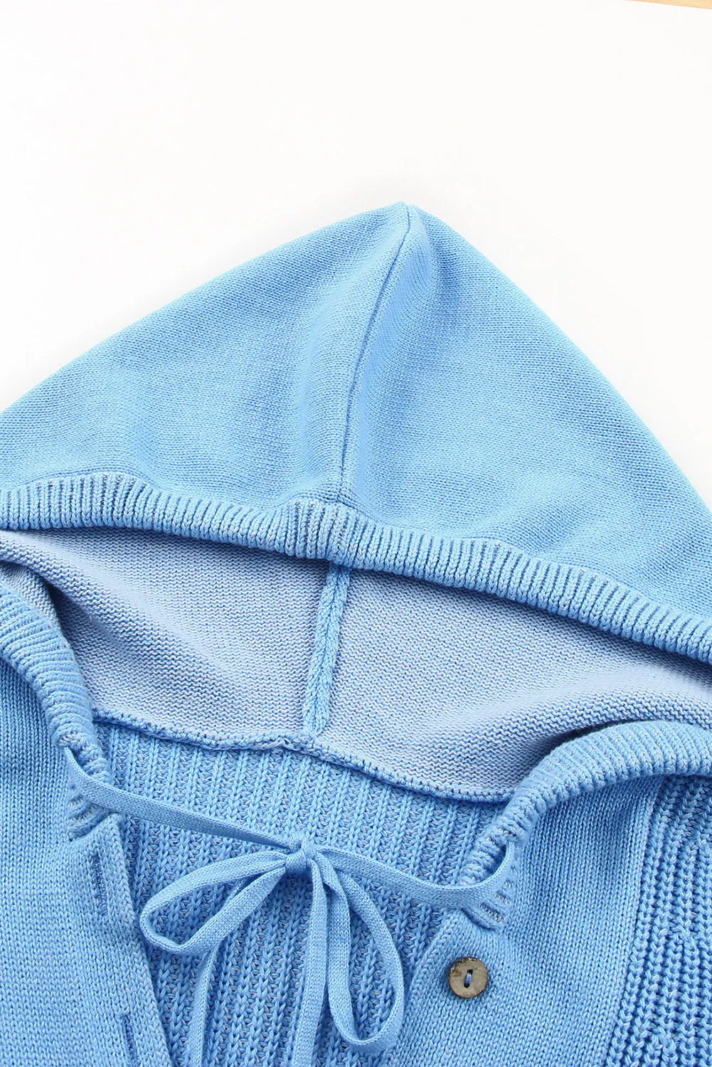 Henley V Neck Hooded Sweater