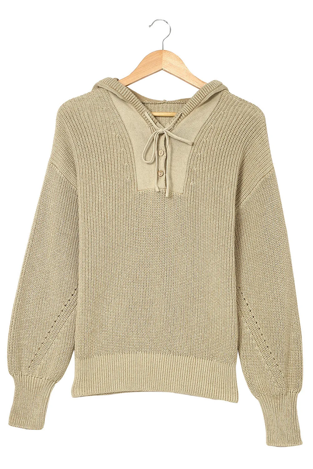 Henley V Neck Hooded Sweater