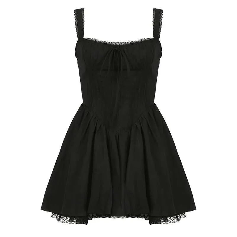 High-quality Lace Panel A-line White Dresses Slim Fit Dress