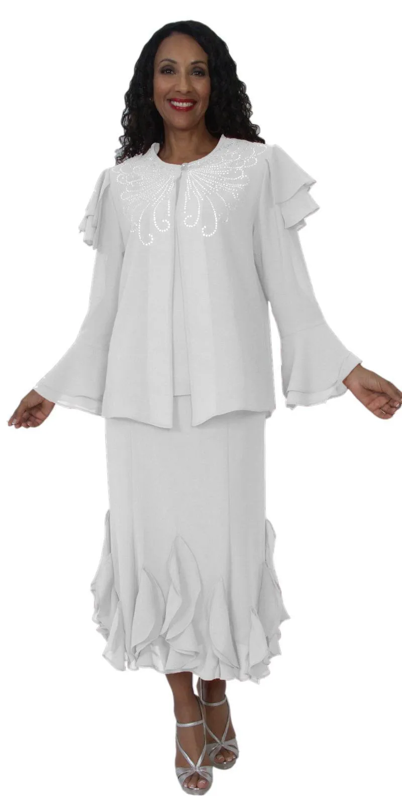 Hosanna 5150 Plus Size 3 Piece Set Tea Length Dress