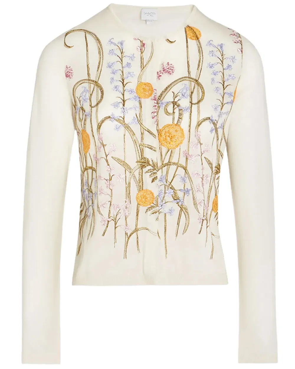 Ivory Embroidered Knit Cardigan