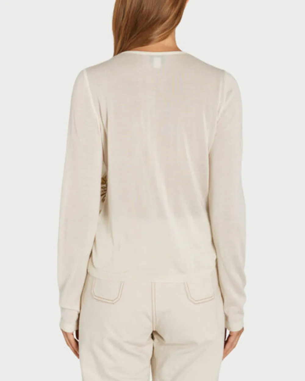 Ivory Embroidered Knit Cardigan