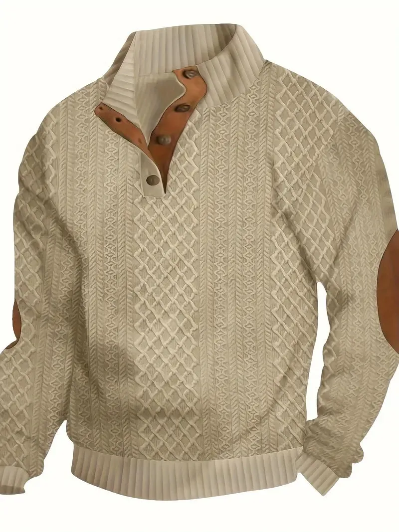 Jack | Casual Stand-Up Collar Jacquard Knit Pullover Sweatshirt