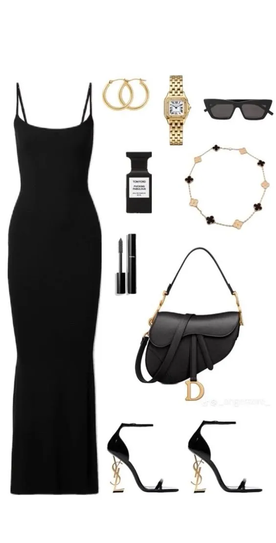 JazzHer Elegant Sheath Spaghetti Straps Black Long Prom Dresses Evening Dress (PRE-ORDER)