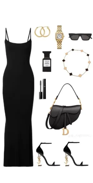 JazzHer Elegant Sheath Spaghetti Straps Black Long Prom Dresses Evening Dress (PRE-ORDER)