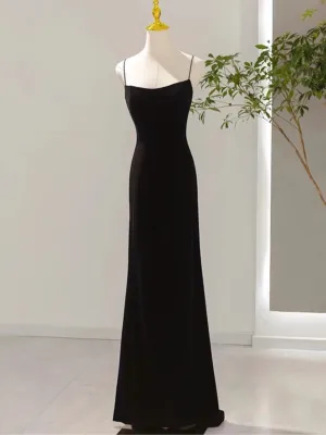 JazzHer Sexy Mermaid Spaghetti Straps Black Long Prom Dresses Evening Dress (PRE-ORDER)
