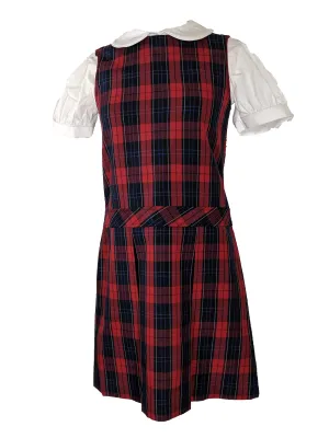 Jumper Plaid #94 Round Neck Kick Pleat Buttons on Shoulders