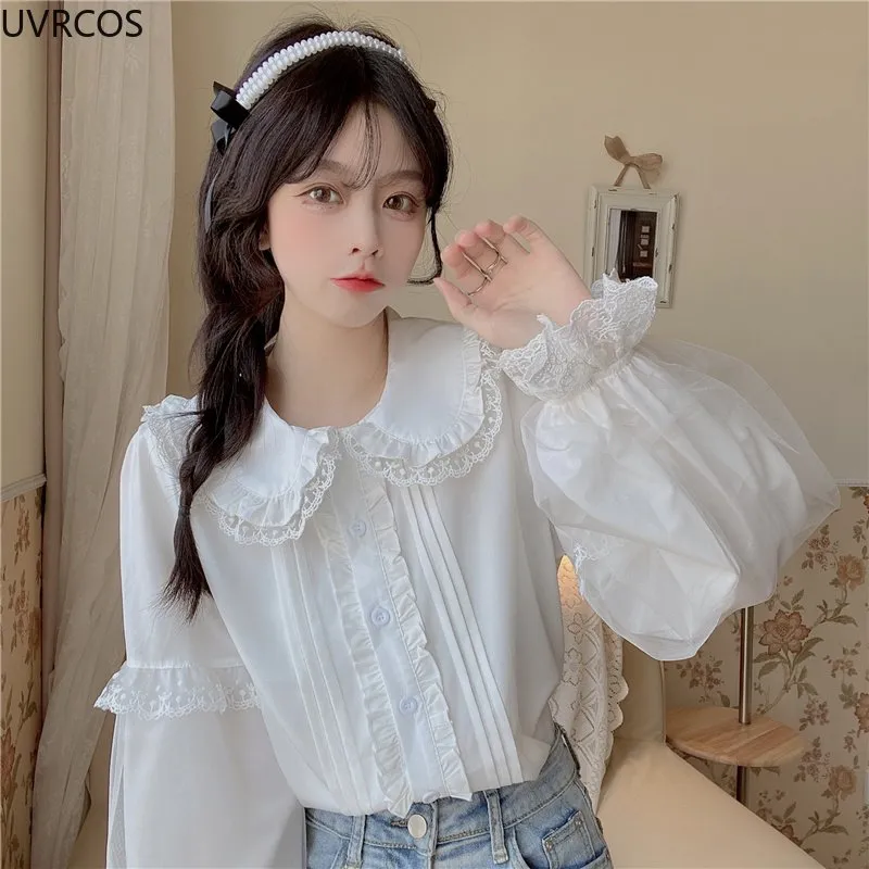 Kawaii Doll Collar Lace Splice Shirt