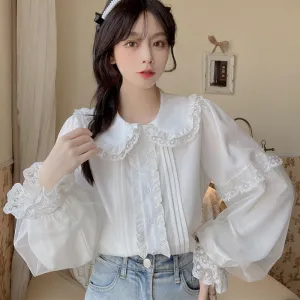 Kawaii Doll Collar Lace Splice Shirt