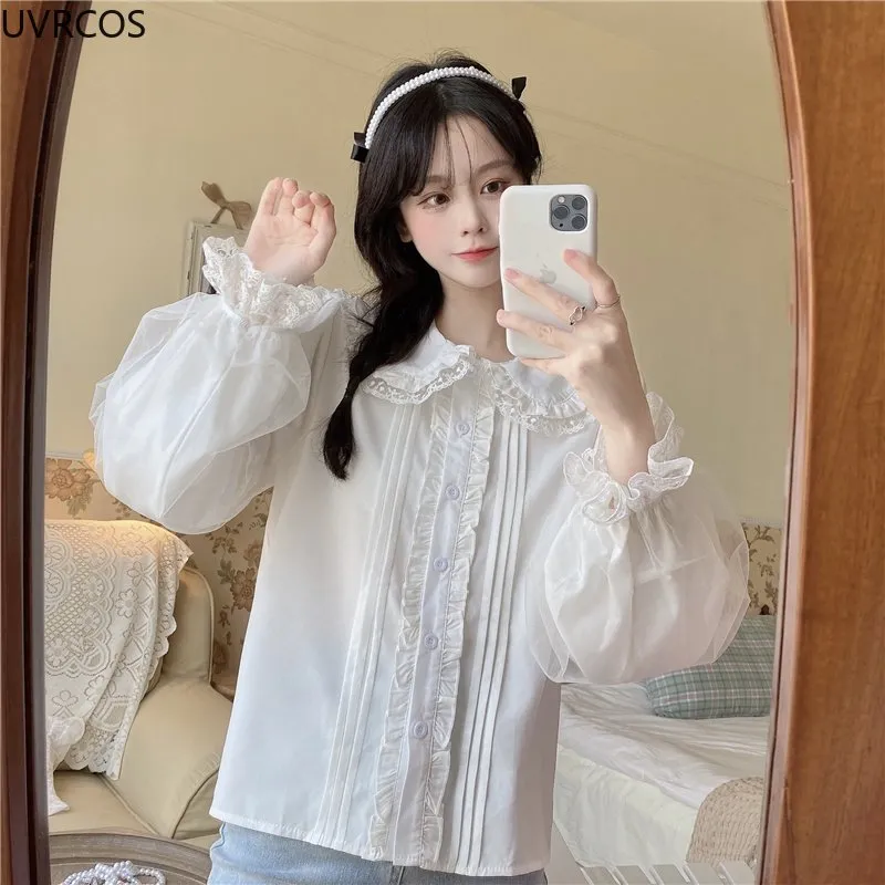 Kawaii Doll Collar Lace Splice Shirt