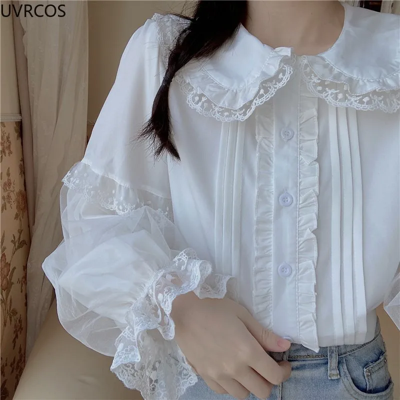 Kawaii Doll Collar Lace Splice Shirt