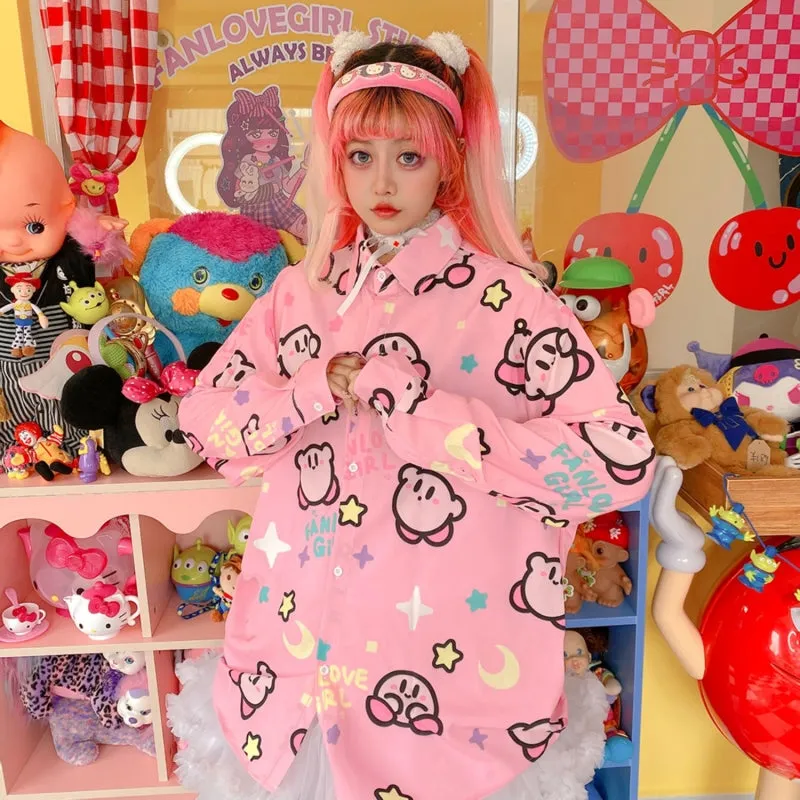 Kawaii Sweet Style Pink Kirby Blouses