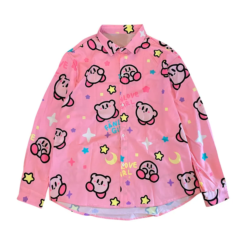 Kawaii Sweet Style Pink Kirby Blouses