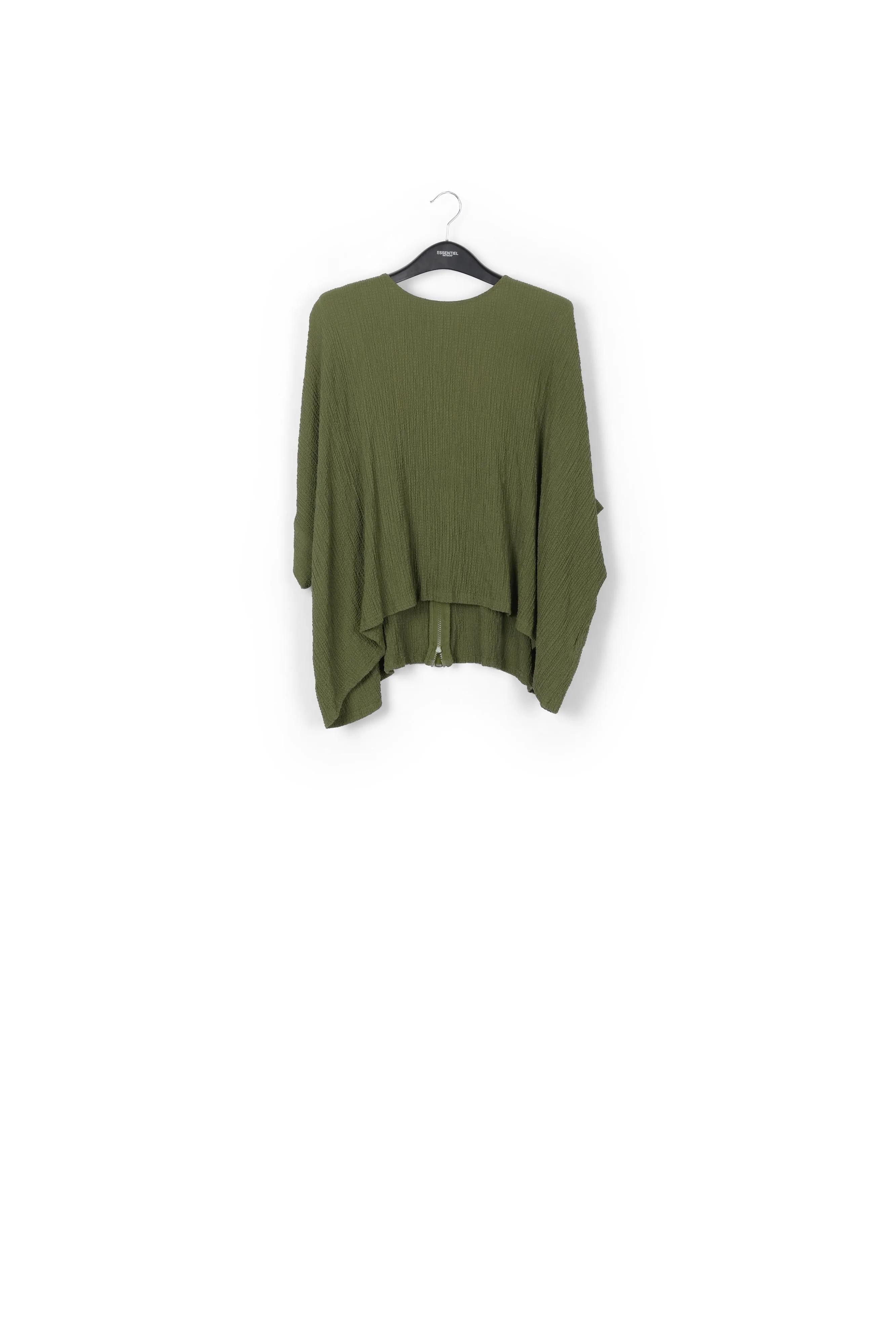 Khaki oversized seersucker top