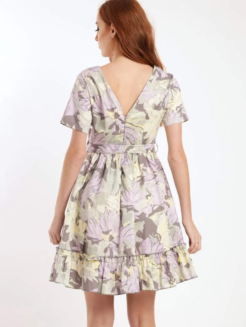 Ladies Short Sleeve 50S Poplin Tea Dress - Sage