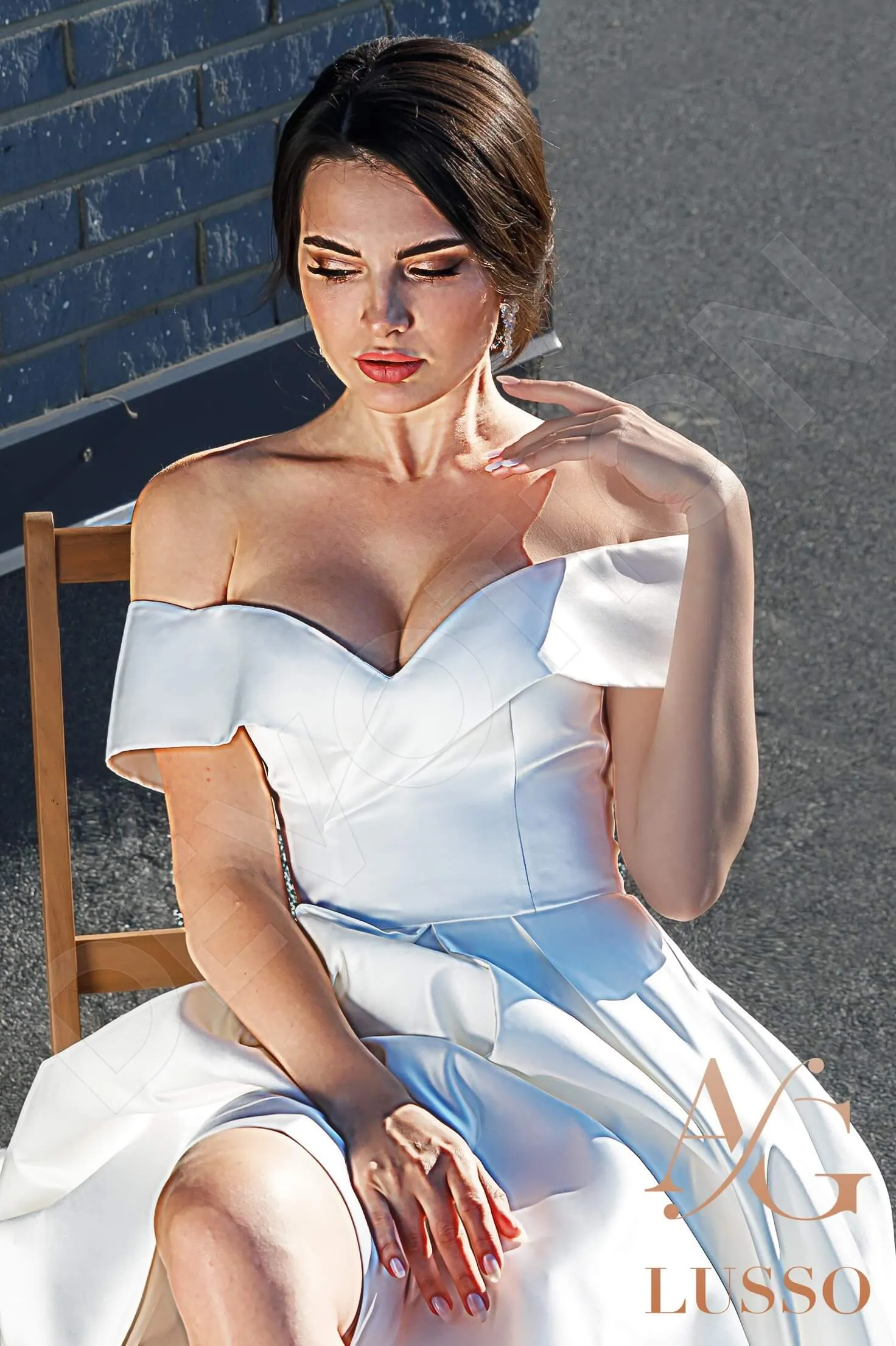 Lia A-line Off-shoulder/Drop shoulders Ivory Wedding dress