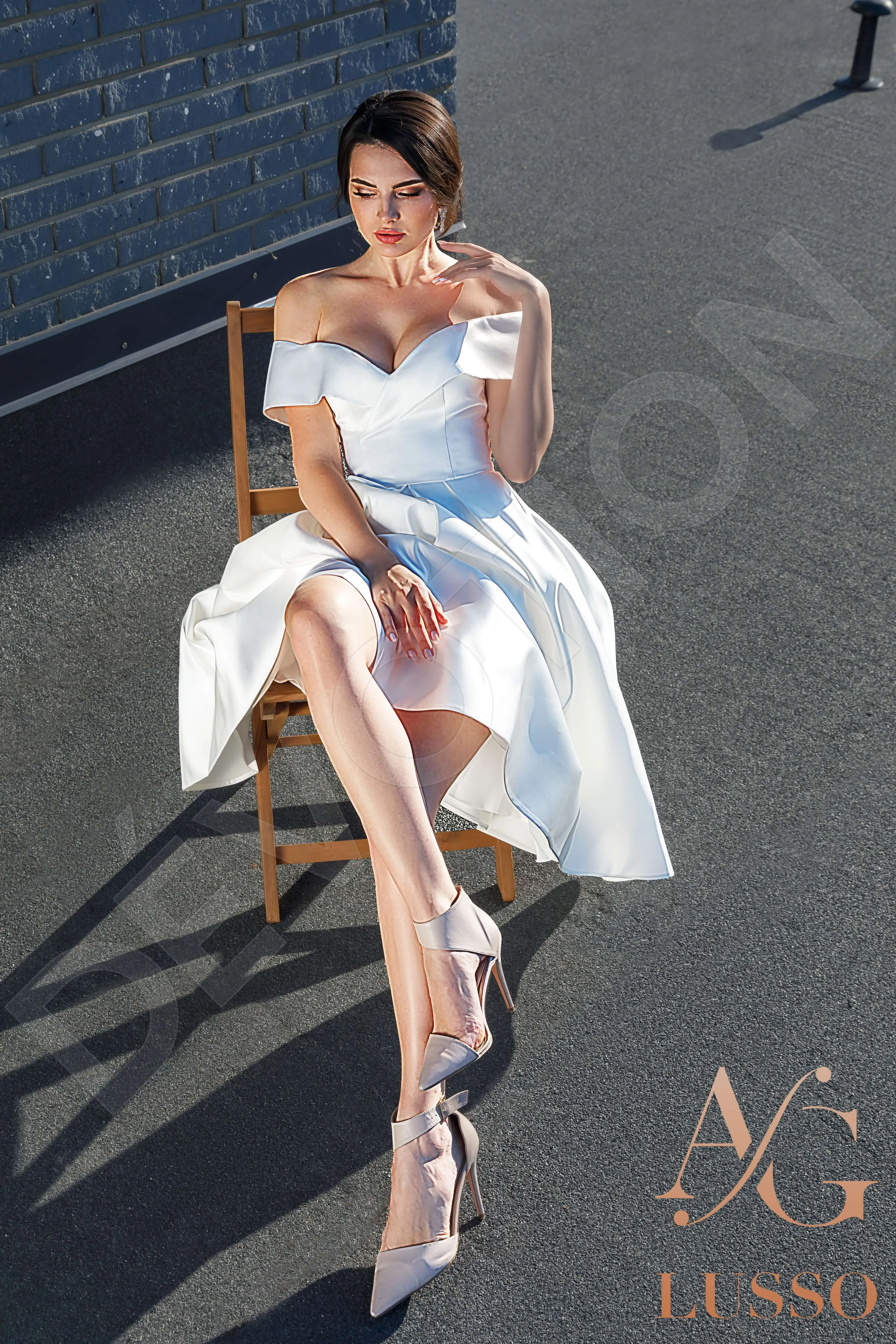 Lia A-line Off-shoulder/Drop shoulders Ivory Wedding dress