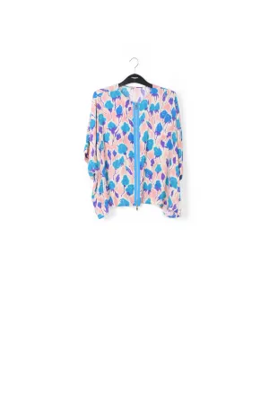 Light pink, blue and purple floral print oversized top