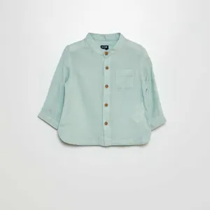 Lightweight shirt with mandarin collar BLUE