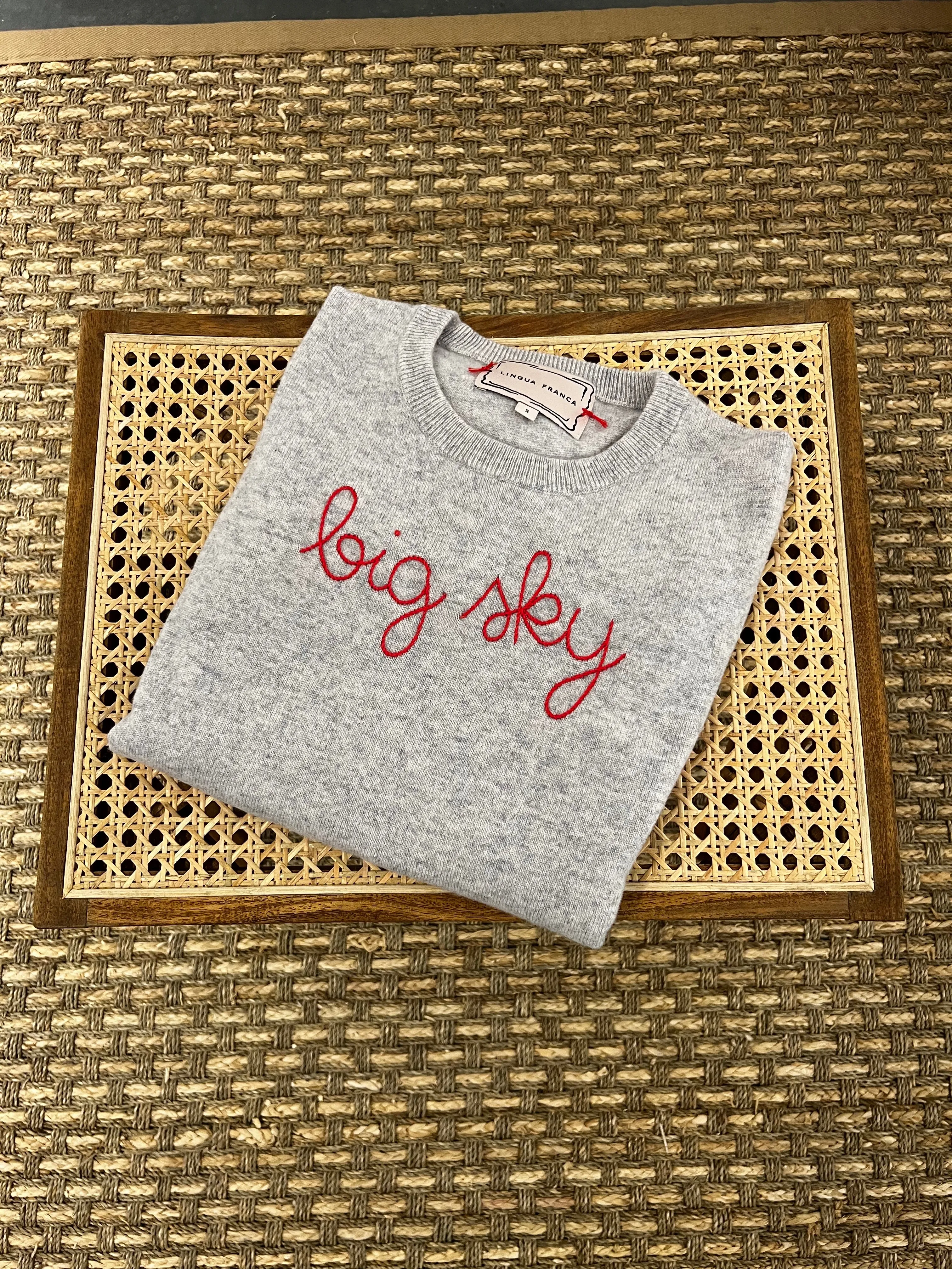 Lingua Franca Big Sky Crewneck Cashmere Sweater