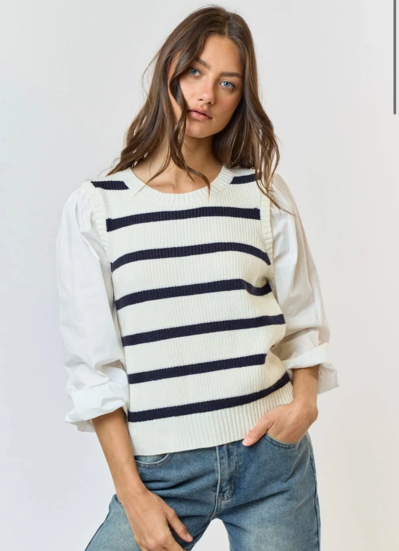Liz Striped Sweater Blouse