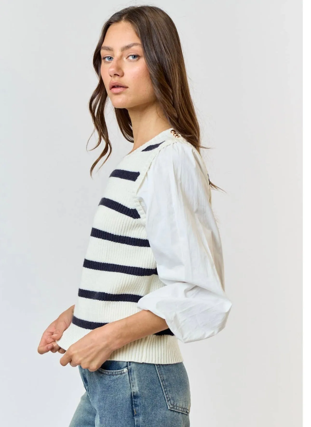 Liz Striped Sweater Blouse