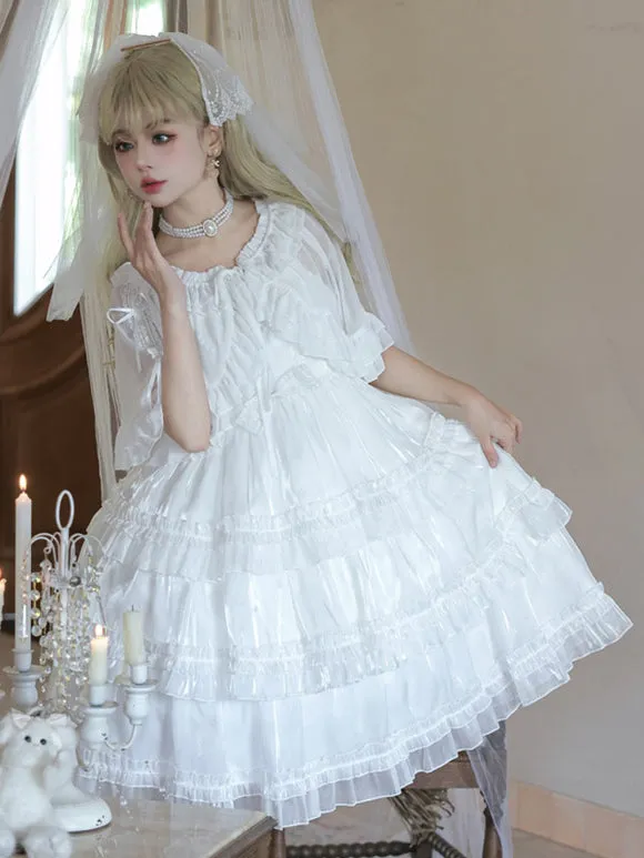 Lolita Dresses Tea Party Style Lolita Skirt Lace Sleeveless Polyester Sweet White