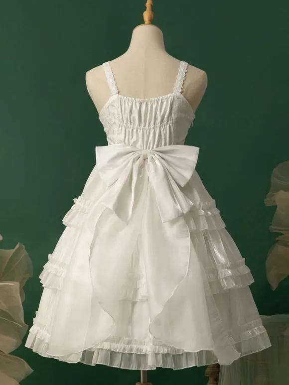 Lolita Dresses Tea Party Style Lolita Skirt Lace Sleeveless Polyester Sweet White