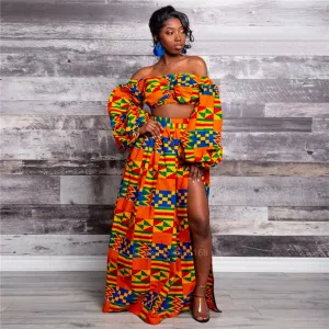 Long African pattern skirt 