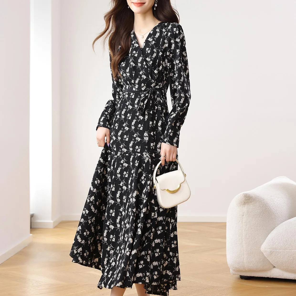 Long Sleeve A-Line Dress for a Comfortable Fit